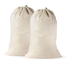 2 Pack - Extra Large Cotton Laundry Bag, Heavy Duty Large Laundry Bags 24 x 3...