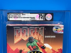 Rare VGA 75 EX+/NM Graded 1993 DOOM / WOLFENSTEIN 3D Shareware CD-ROM 2-Pack WOW