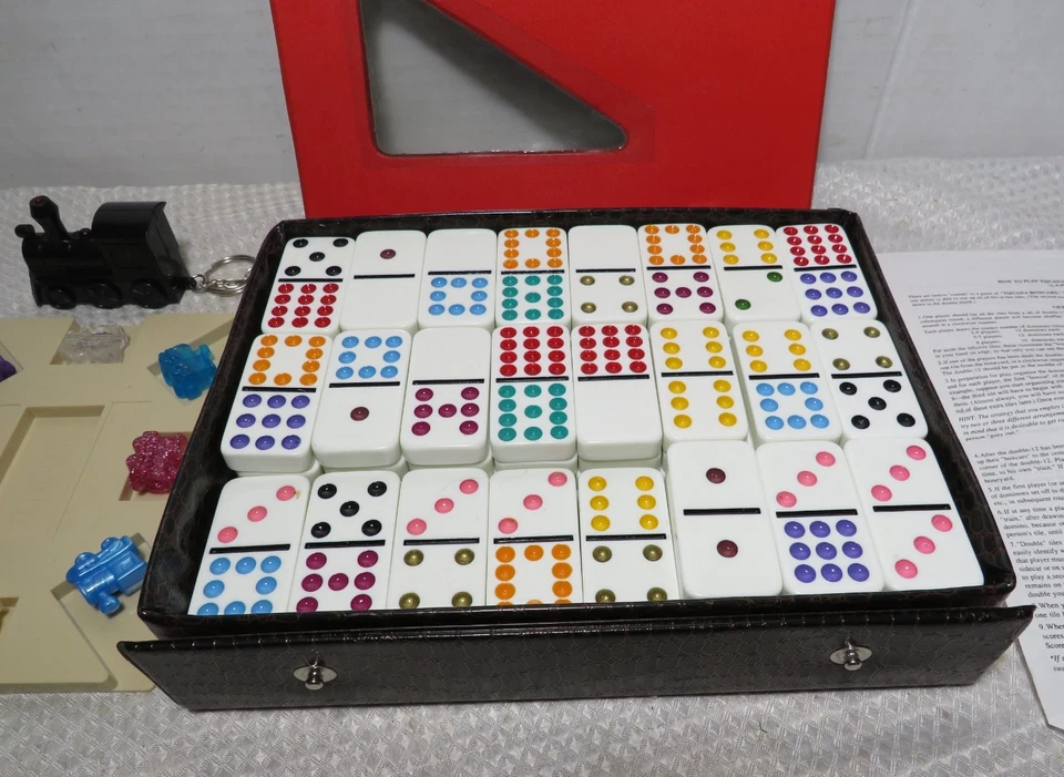 Juego de 91 Dominó Profesional Doble Doce 12 en Estuche Completo Tren Mexicano Foto 2 de 4