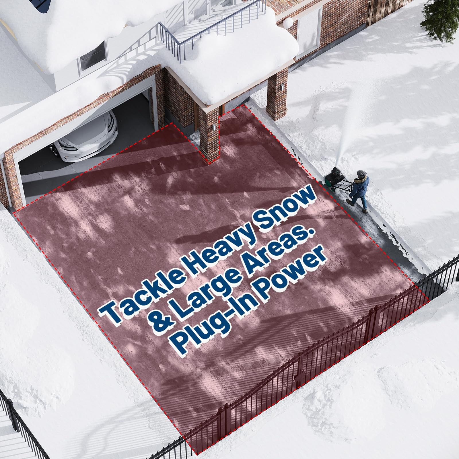 Electric Snow Blower 20 inch 15A Corded Snow Thrower with Dual LED Headlight