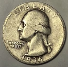 * SILVER * 1936-S  Washington Quarter - 90% Silver