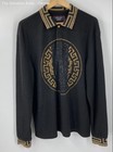 Azaro Uomo Mens Black Tan Venetian Greek Long Sleeve Polo Shirt Size 3XL — photo 1