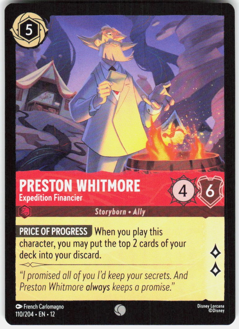 Preston Whitmore Expedition Financier 110/204 Wilds Unknown Disney Lorcana