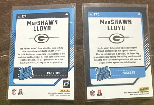 Marshawn Lloyd X2 Rated Rookie Lot Donruss 374 Optic 275 - Picture 2 of 2