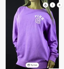 NWT Victoria secret PINK crew neck sweatshirt in purple size Large 133 