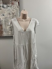 Abercrombie Fitch Striped Dress Small S BNWT White Black Ruffle Tiered Mini New