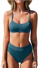 Medium Women's Teal High-Waist Bikini Set