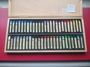 Fab Sennelier Oil Pastels Set in Original Wooden Box◾Set Of 50, Minty!