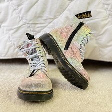 Dr. Martens 1460 Pascal T Kids Lace-Up Side Zip Combat Boots Leather US 7