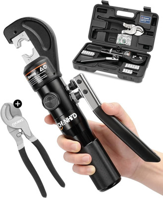 Hydraulic Crimping Tool and Cable Cutter, 12 AWG to 00 (2/0), 10 Tons Battery Ca