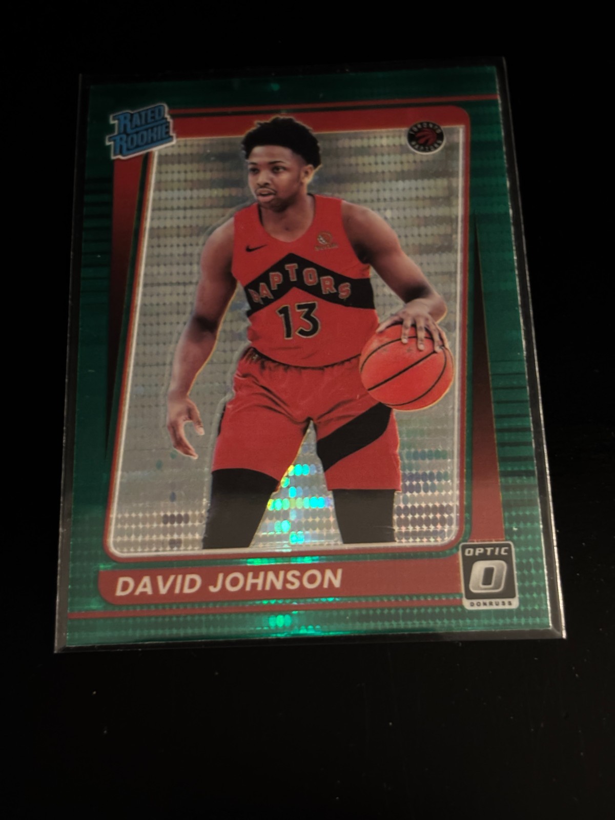 David Johnson 2021-22 Donruss Optic Green Pulsar Prizm RC Raptors 193