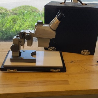 Vintage Binocular Stereo Zoom Microscope on Articulating Stand w/ Carry Case