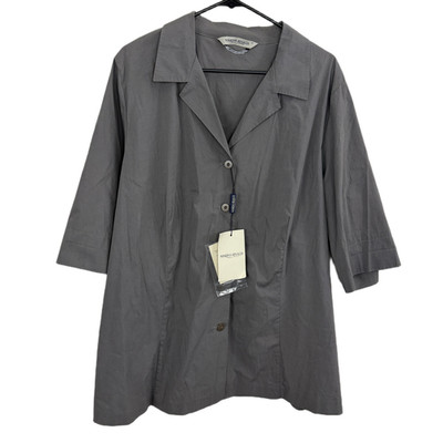 Marina RInaldi Jacket Womens 31 Gray Button Up Lightweight Cotton Italy Career *