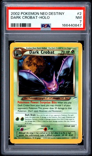 2002 POKEMON NEO DESTINY #2 DARK CROBAT-HOLO PSA 7