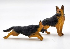 German Shepherd Dog Set of 2 Hand Painted Plastic PVC Figurines Action Figures
