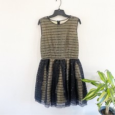 RED Valentino Sequin Mesh Tulle Mini Dress Black Nude IT 44 US 8 Party Glam