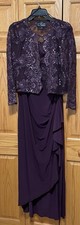 Alex Evenings Women  s 2 Piece Eggplant Formal Dress Size 16