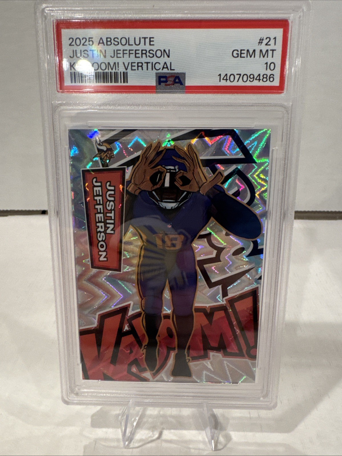 2025 Panini Absolute - Kaboom! Vertical Justin Jefferson #21 PSA 10 GEM MT SP