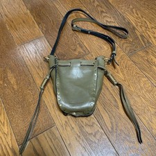 Isabel Marant Leather Shoulder Bag With Studs Gold Tone Hardware Khaki from JP