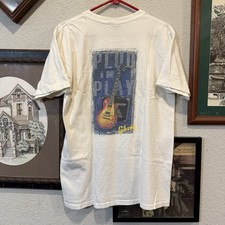 Vintage 90s RARE Gibson Les Paul Plug In Play Guitar White Shirt Size Large