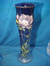 1910 ART NOUVEAU Era MONT JOYE LEGAS French CAMEO Hand ENAMELED Art GLASS VASE