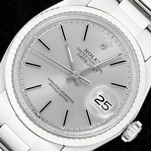 ROLEX DATEJUST 1601 GRAY DIAL 18K GOLD STAINLESS STEEL OYSTER BAND WATCH
