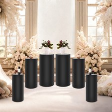 6Pcs Cylinder Pedestal Stands, Metal Display Stands For Wedding Birthday Decor