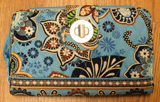 Vera Bradley Zip Around Turn Lock Wallet, Quilted, Bali Blue