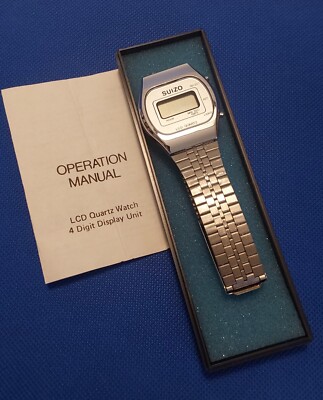 Vintage SUIZO Retro LCD Quartz Wristwatch, Silver tone, NEW - Unisex