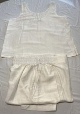 Lunya Resort Linen Catton Silk Pajama Set Ivory Vest Long Pants