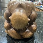 Large Hand Carved Wood Weeping Buddha Wood Sculpture Yogi Man — photo 2