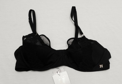 Savage x Fenty Women's Satin Microfiber Half Cup Lace Bra KJ8 Black