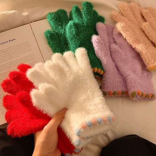 Winter Warm Five Finger Gloves Cold-proof Gloves Cycling Plush Gloves Outdoors - Picture 1 of 35