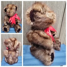 Vintage Mink Fur Teddy Bear Approx. 13" Tall "Sandibear's"