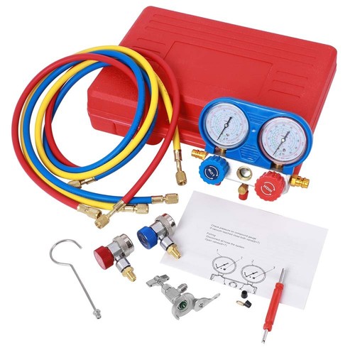 HVAC A/C Refrigeration AC Diagnostic Manifold Gauge Set Car Charging Service Kit - Picture 11 of 15
