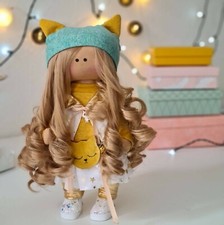 Handmade Deko Tilda Puppe Unikat Stoffpuppe Schutzengel Weihnachten Winter Katze