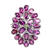 925 Sterling Silver Ring Oval Rhodolite Peridot Natural Gemstone Jewelry Sz 7