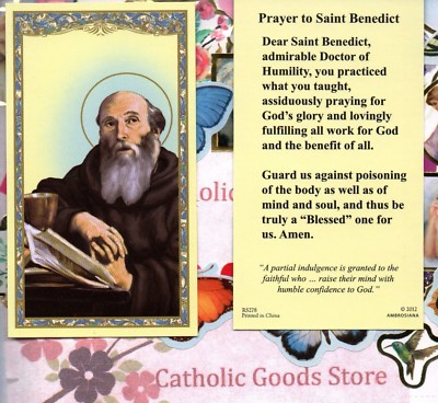 Saint Benedict - Prayer to St. Benedict - Paperstock Holy Card
