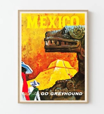 Aztec and Mayan Mexico Vintage Travel Poster Custom Art Print