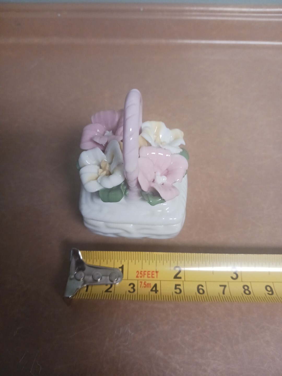 Vintage Capodimonte Style Hand-Painted Glass Rose Jewelry Dish with Lid