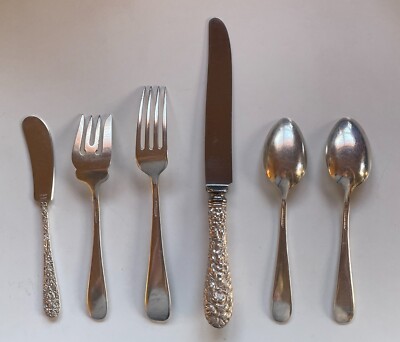 Stieff Rose Repousse Sterling 6-pc place settings | 2 available | eBay