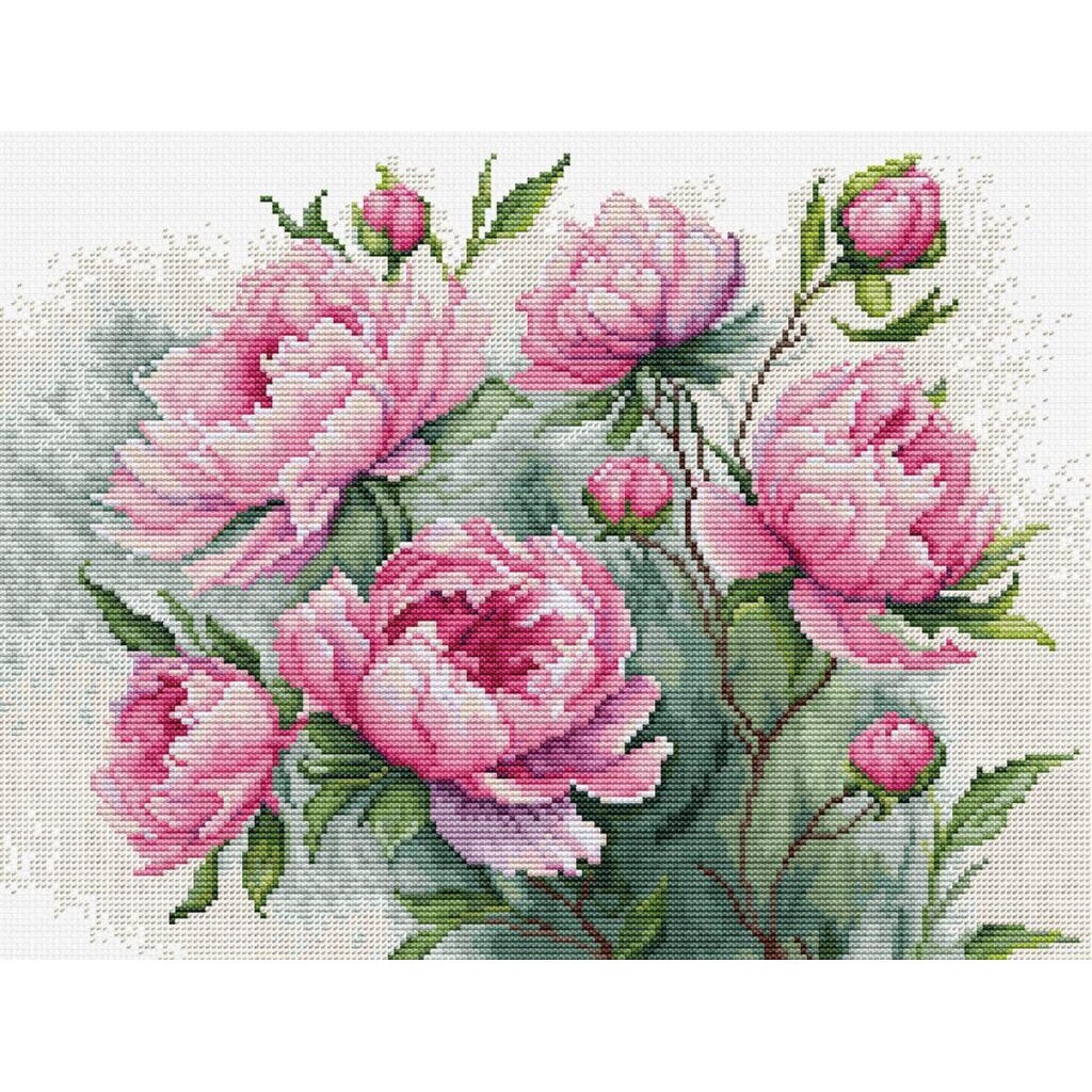 Counted Cross Stitch Kit Peonies LucaS DIY Unprinted canvas eBay