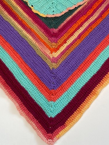 Crochet Rainbow Colored Handmade Shawl Wrap Girls or Small Women's 36"L x 56" W - Picture 3 of 6