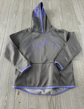 Under Armour Girl  s Youth Gray And Purple Pullover Hoodie