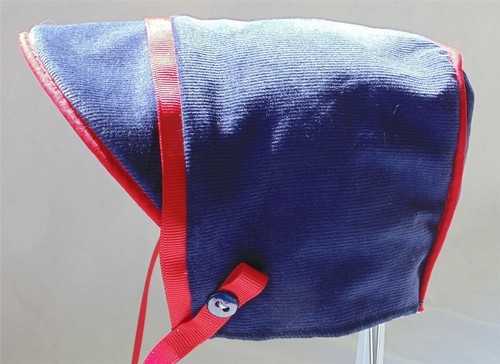 New Handmade Blue Corduroy with Plaid Flannel Lining Baby Boy Cold Weather Hat