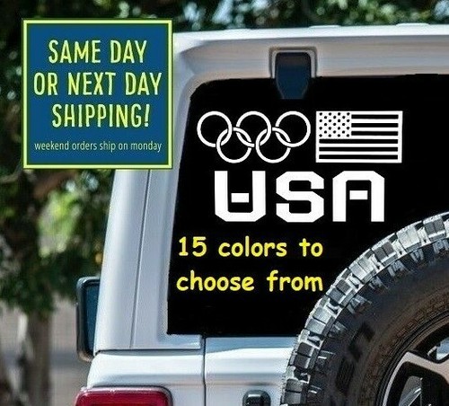 6 Sizes USA FLAG OLYMPIC RINGS LETTERS Car Window Decal Sticker MacBook ...
