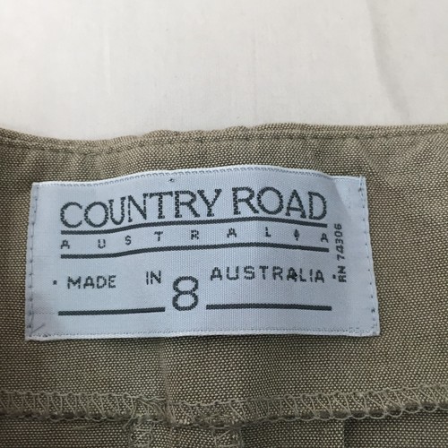 VINTAGE Country Road womens wrap skirt size 8 khaki green midi linen 081095 - Picture 4 of 9