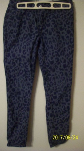 girls 28 in waist reversible pants animal print / navy stretch jeans blue - Picture 8 of 12