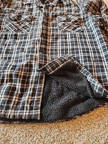 Club Room Mens Shirt Jacket Gray Black Plaid Fleece Lined Size: Large - Picture 2 of 9