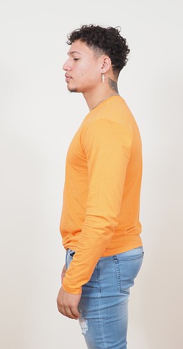 Mens Long Sleeve Cotton T-Shirt Regular Fit Crew Neck or Henley Top Lounge Work - Picture 32 of 72